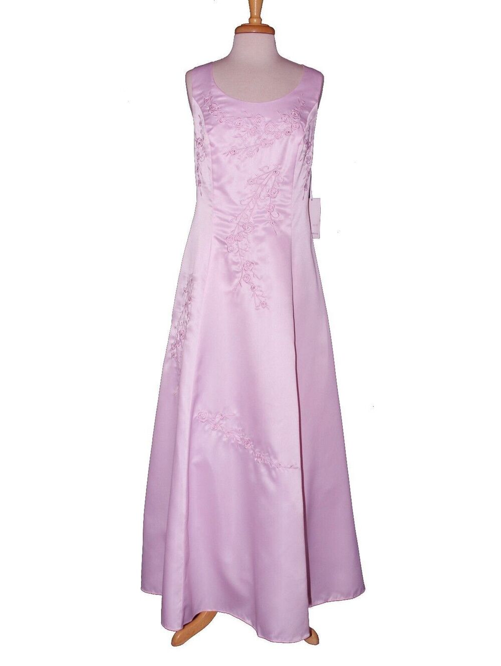 Poly USA #2680 Long Satin Bridesmaid Dress With Embroidery-Size 3X-PINK-NWT